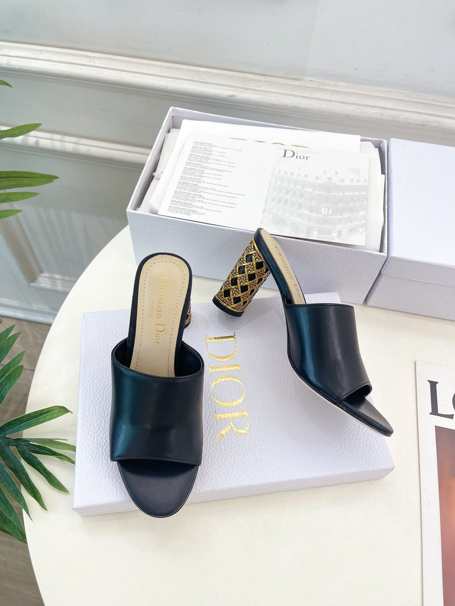 DIOR Icon Heeled Slide 80mm Black Calfskin