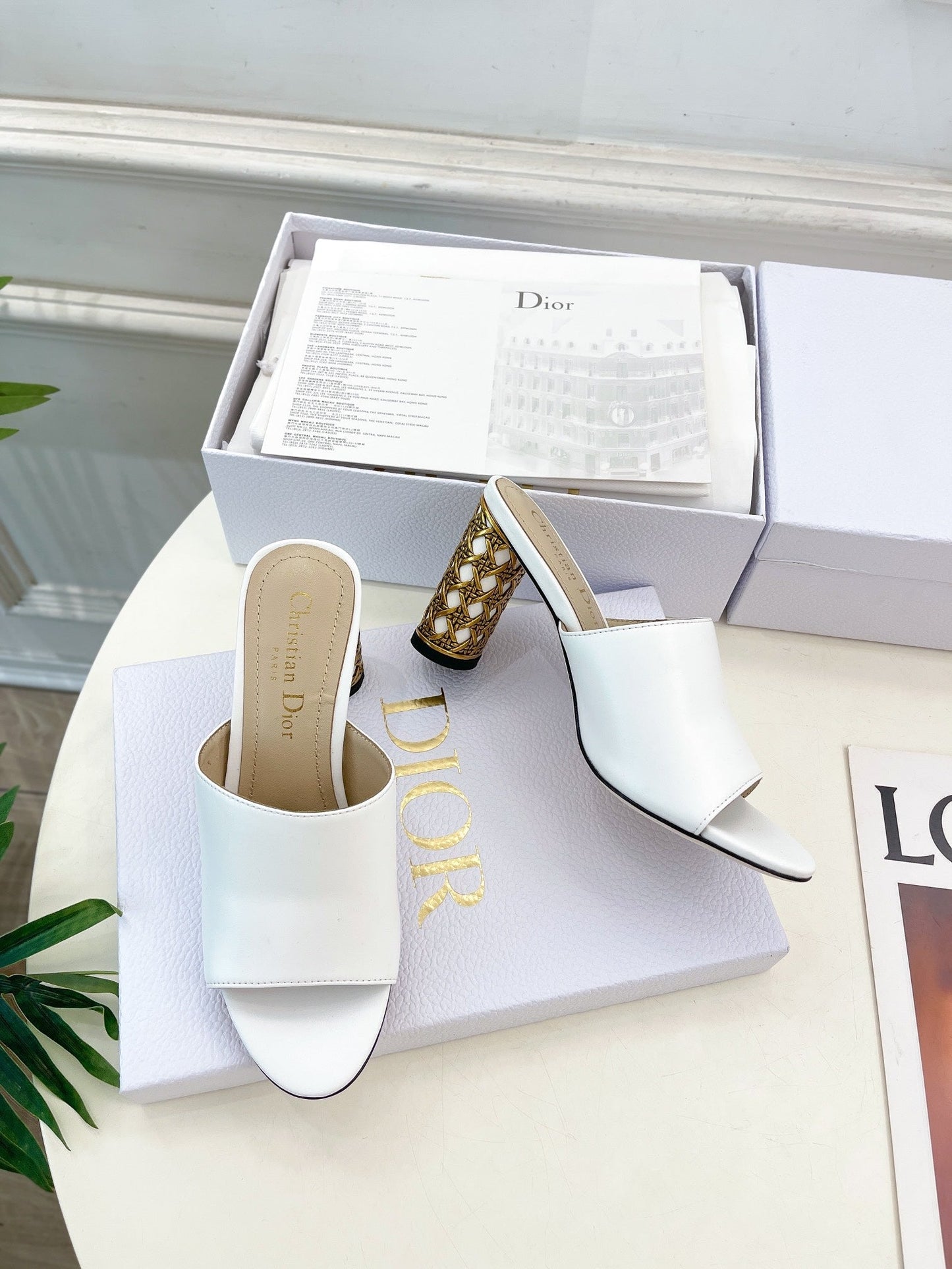 DIOR Icon Heeled Slide 80mm White Calfskin