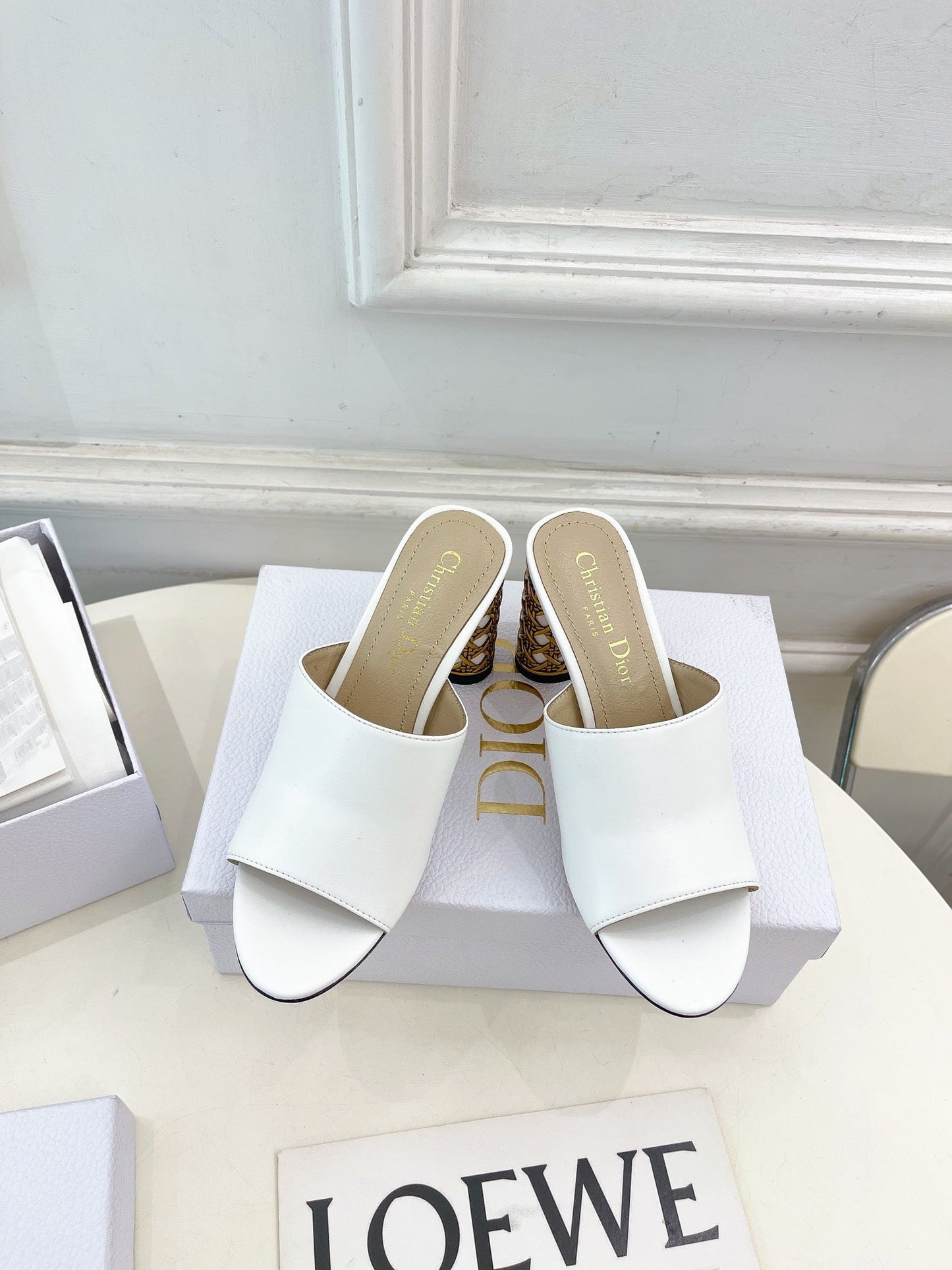 DIOR Icon Heeled Slide 80mm White Calfskin