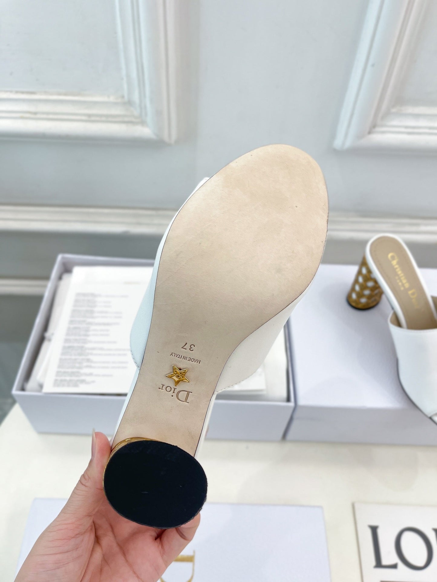 DIOR Icon Heeled Slide 80mm White Calfskin