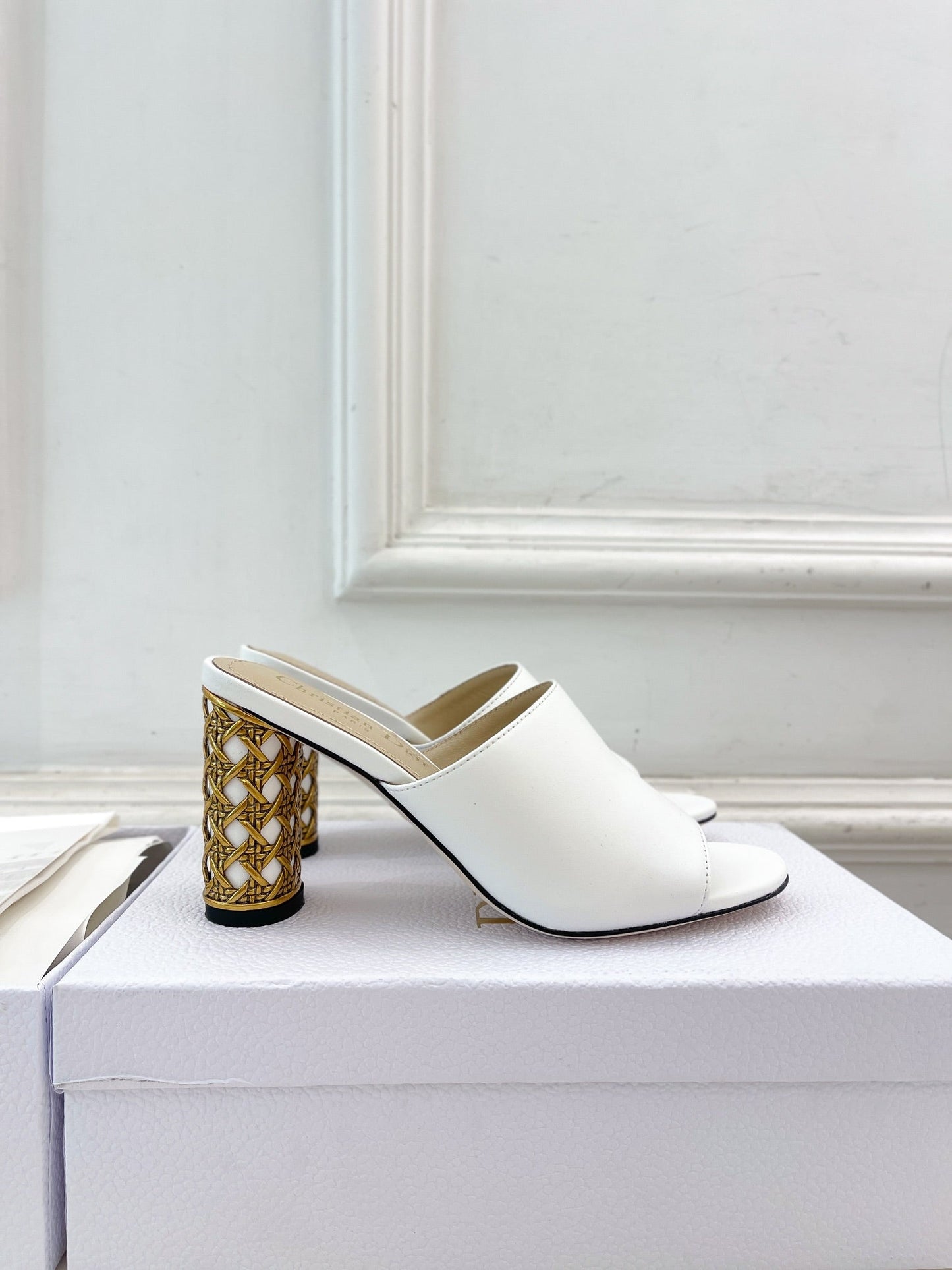 DIOR Icon Heeled Slide 80mm White Calfskin