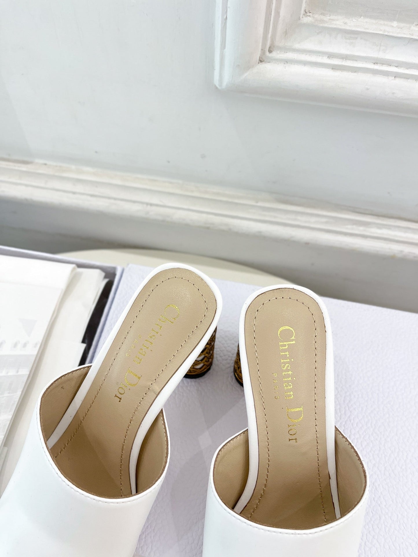 DIOR Icon Heeled Slide 80mm White Calfskin