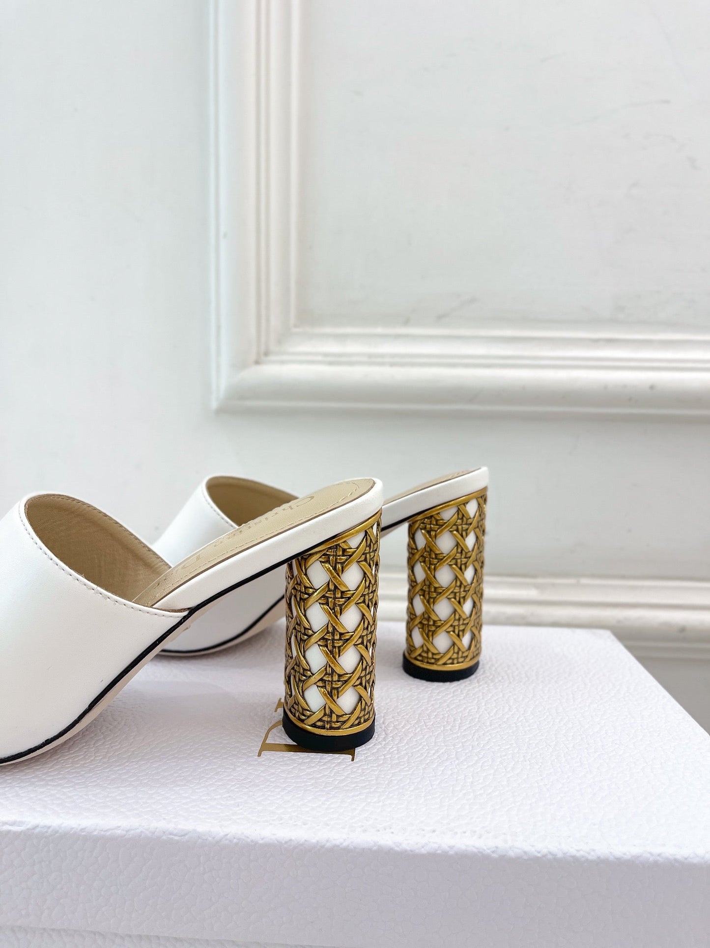 DIOR Icon Heeled Slide 80mm White Calfskin