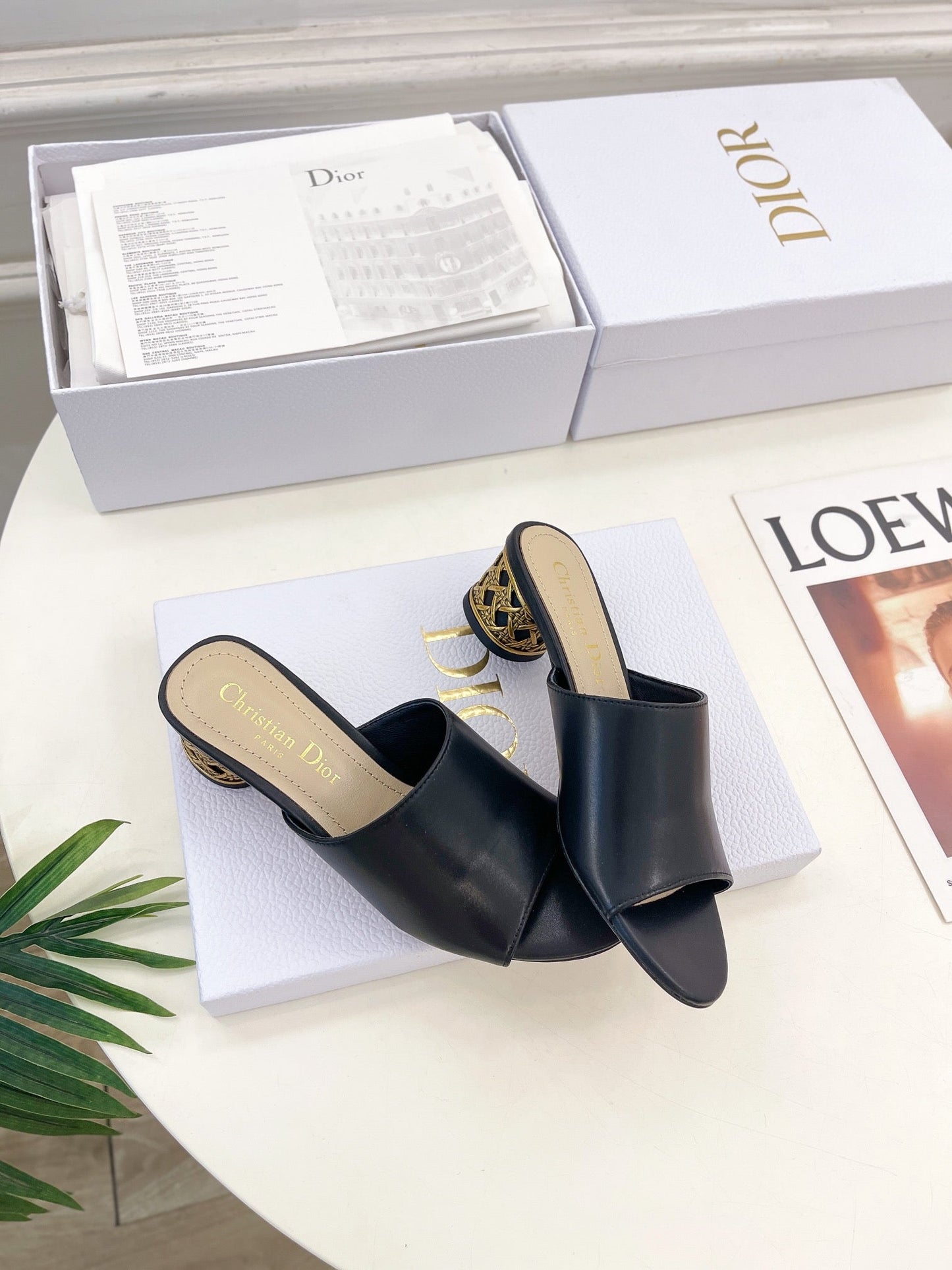 DIOR Icon Heeled Slide 40mm Black Calfskin