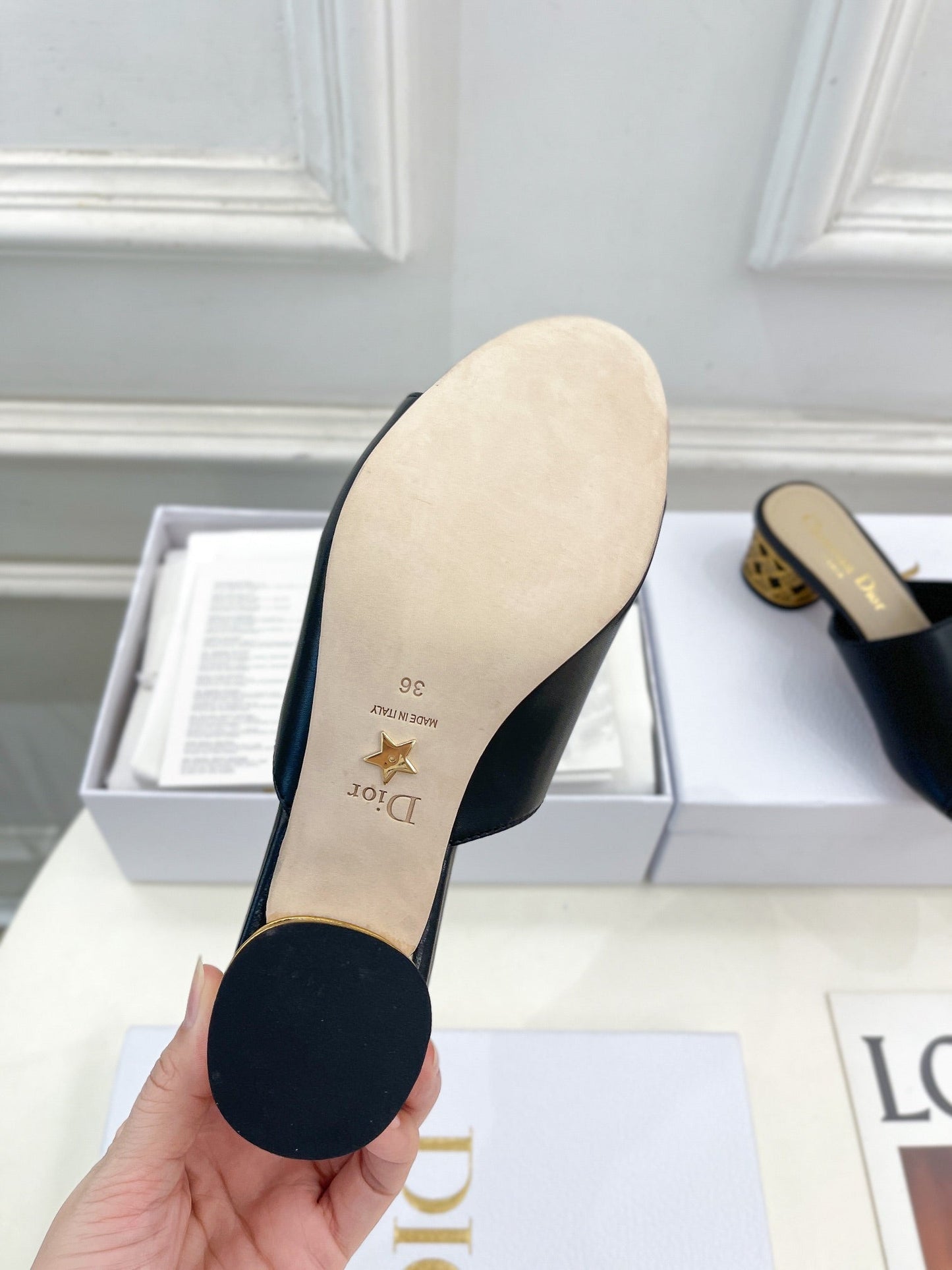 DIOR Icon Heeled Slide 40mm Black Calfskin