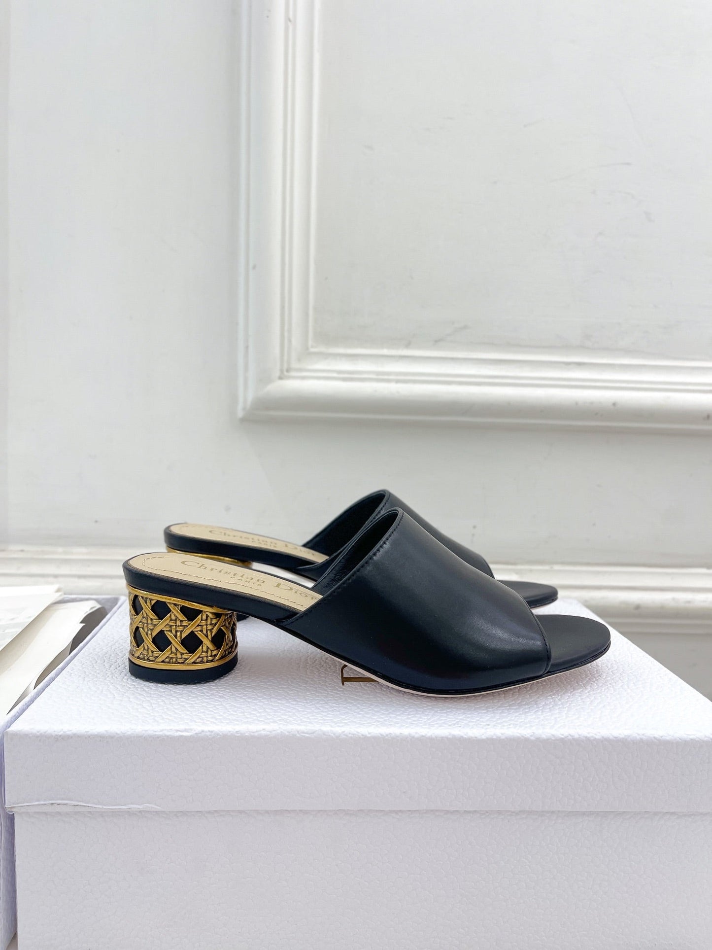 DIOR Icon Heeled Slide 40mm Black Calfskin
