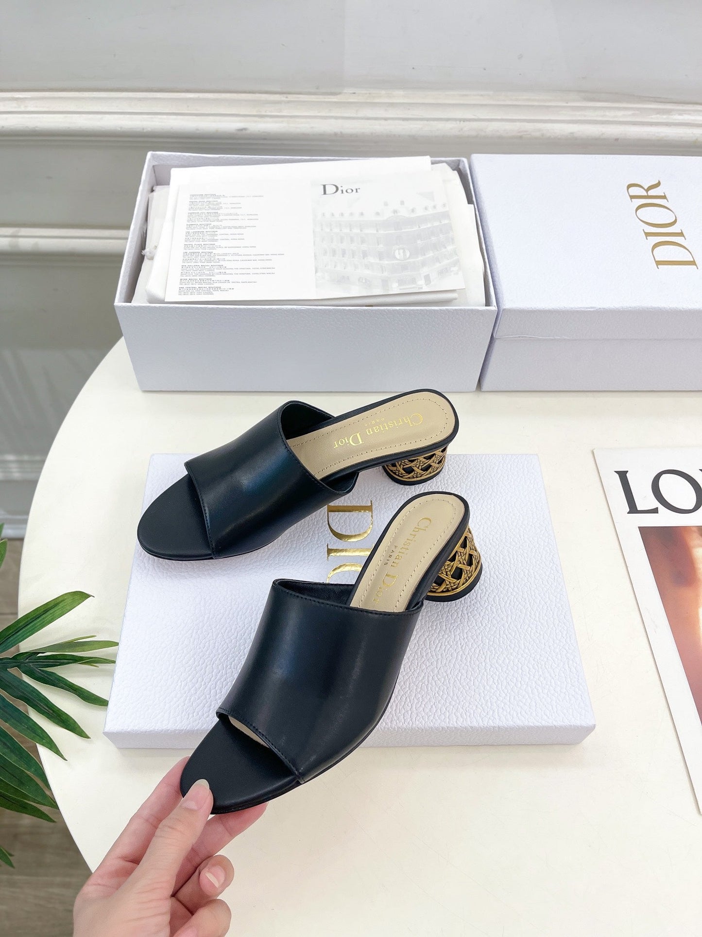 DIOR Icon Heeled Slide 40mm Black Calfskin