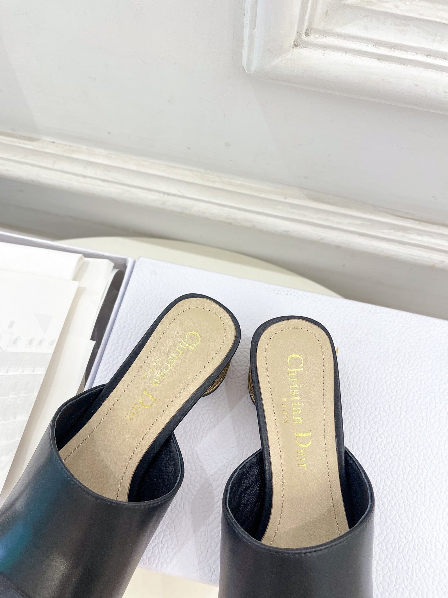 DIOR Icon Heeled Slide 40mm Black Calfskin