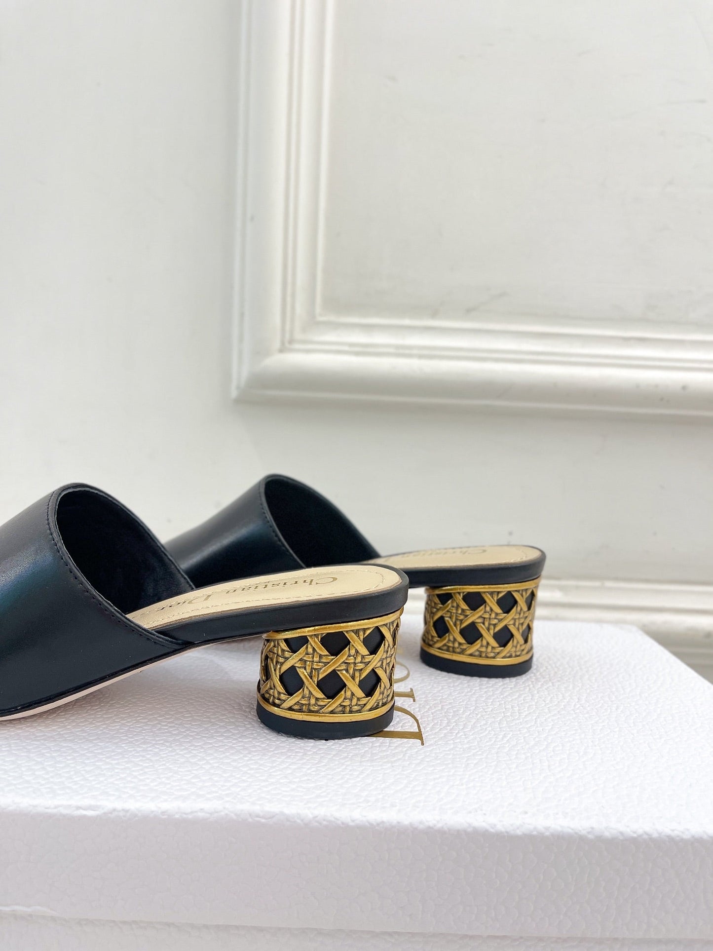 DIOR Icon Heeled Slide 40mm Black Calfskin