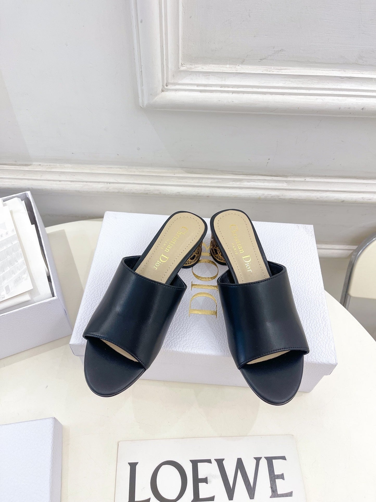 DIOR Icon Heeled Slide 40mm Black Calfskin