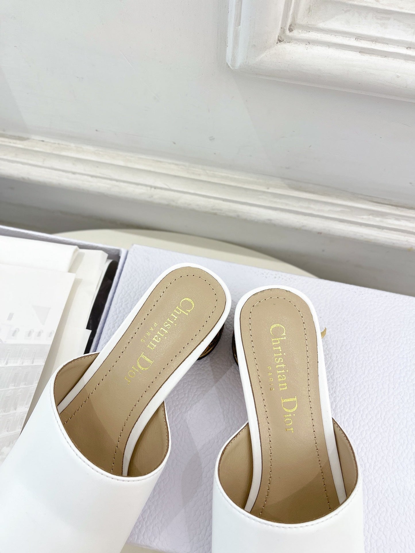 DIOR Icon Heeled Slide 40mm White Calfskin