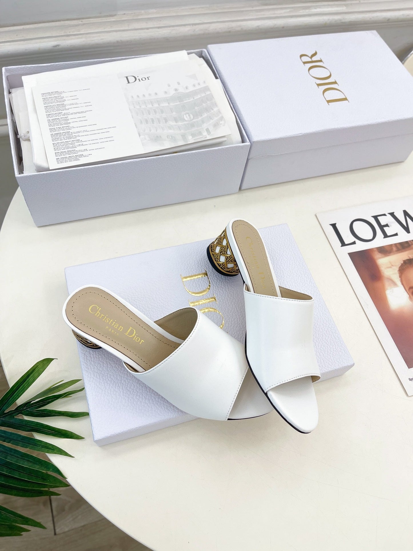 DIOR Icon Heeled Slide 40mm White Calfskin