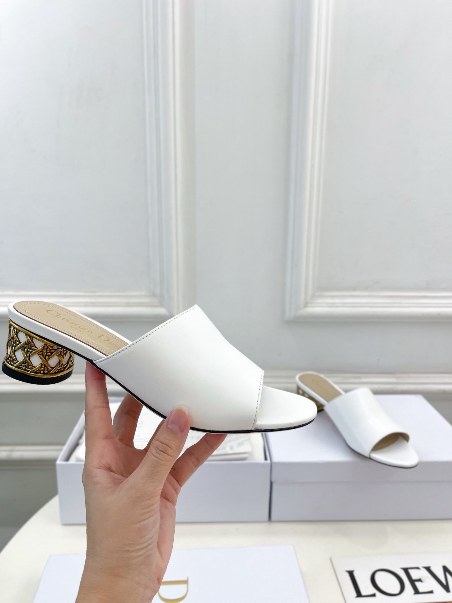 DIOR Icon Heeled Slide 40mm White Calfskin