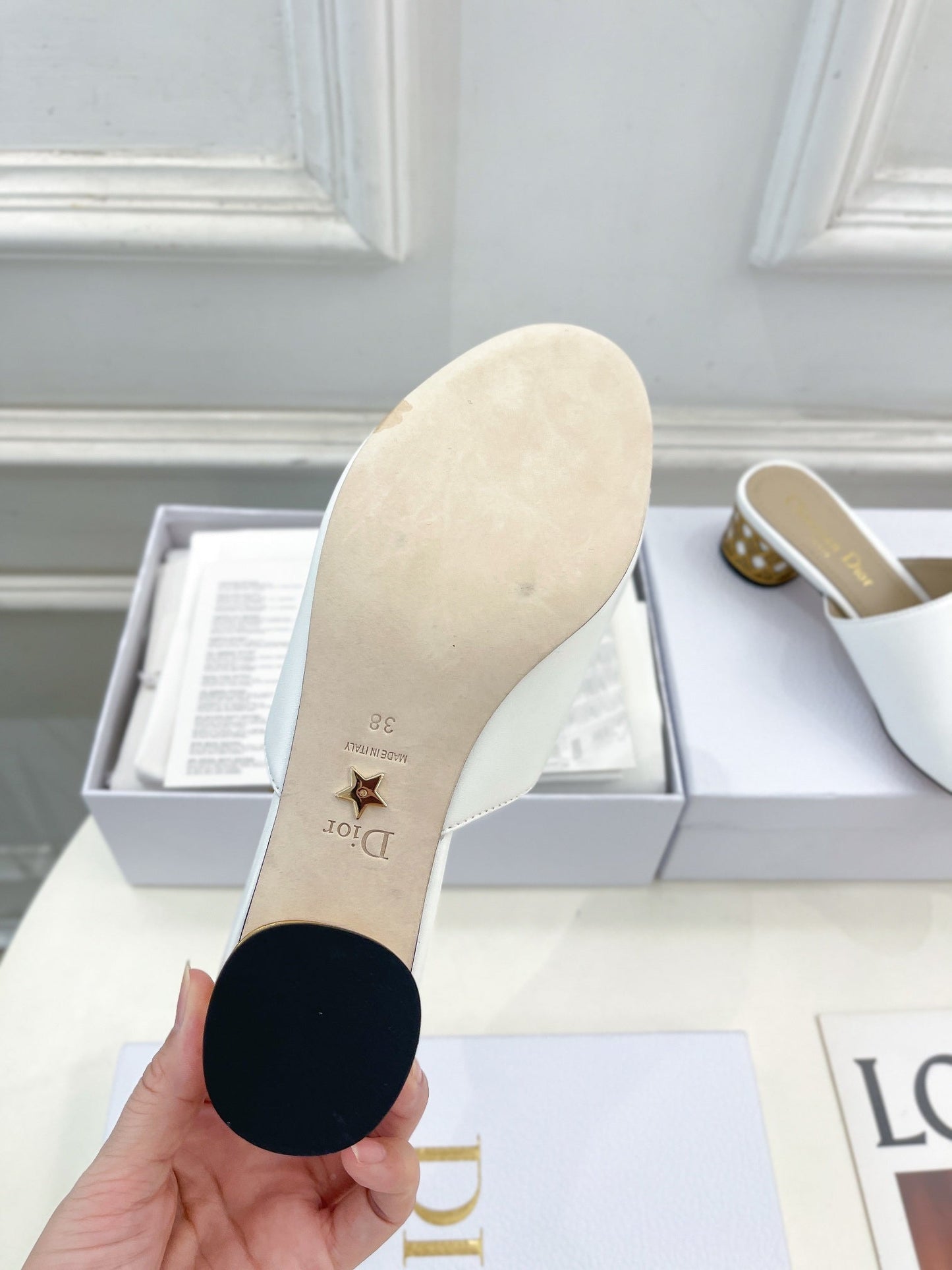 DIOR Icon Heeled Slide 40mm White Calfskin