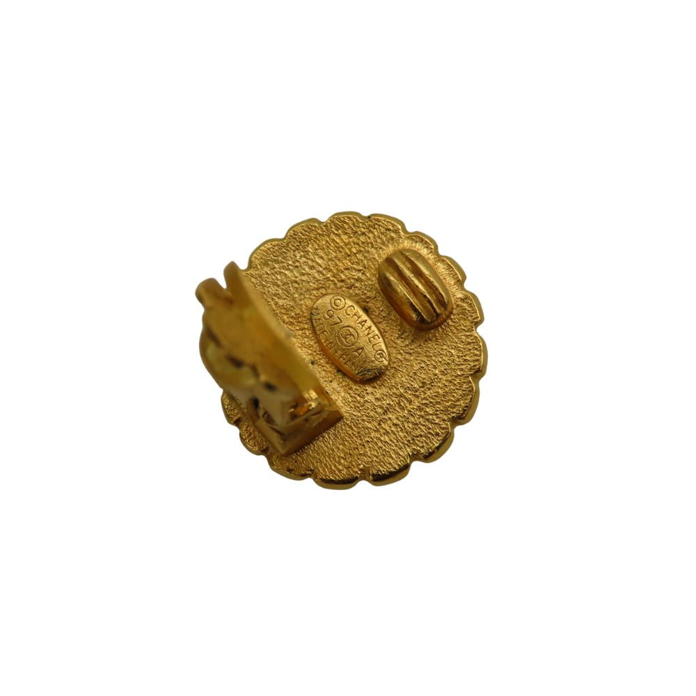 Chanel Vintage 1997 Earrings Gold Flower Motif
