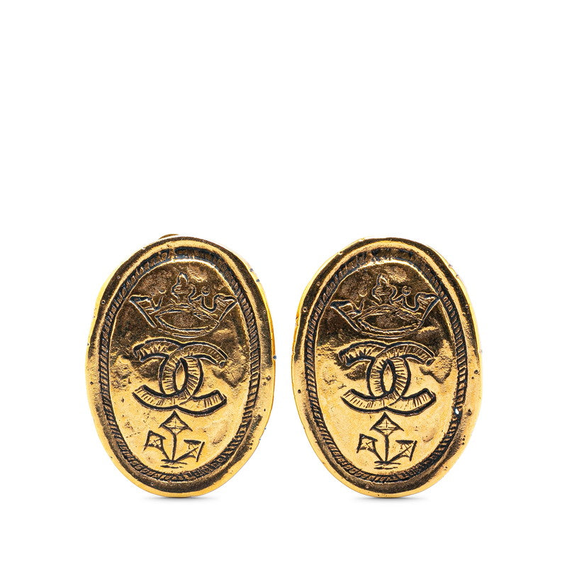 Chanel Gold Crown Motif Earrings