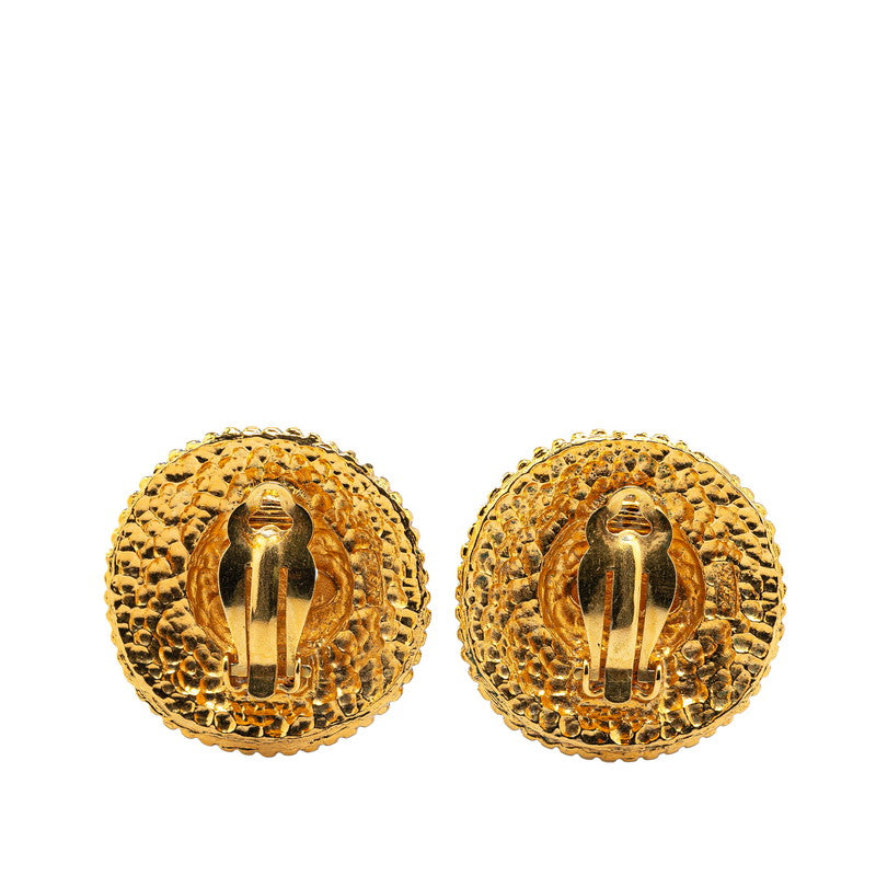 Chanel Logo Coco Mark Earrings Gold Plated