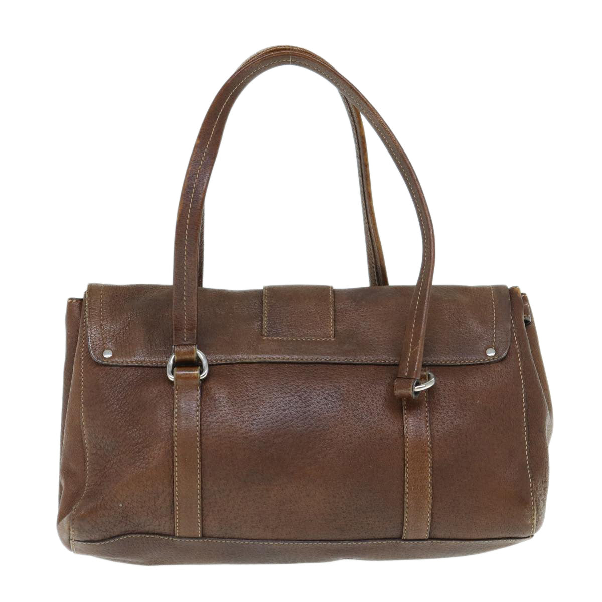 PRADA Hand Bag Leather Brown ki3959