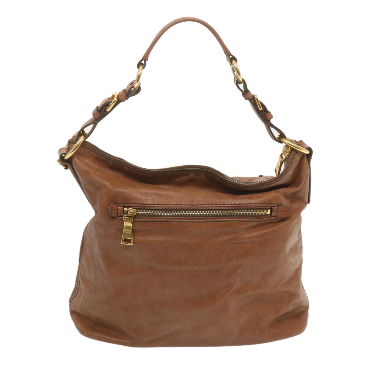 PRADA Shoulder Bag Leather Brown ki4195