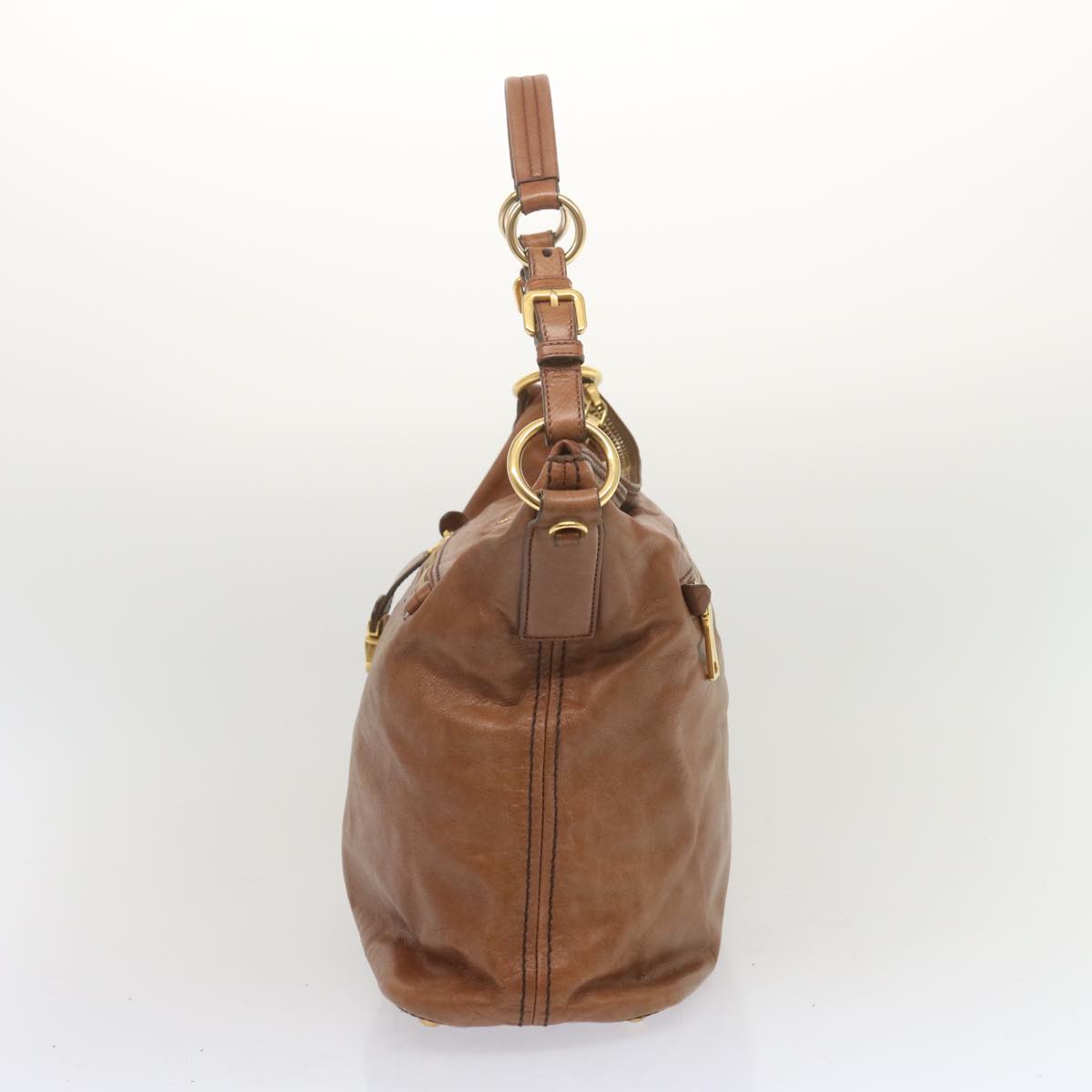 PRADA Shoulder Bag Leather Brown ki4195