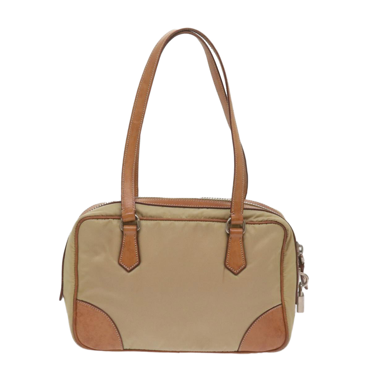 PRADA Hand Bag Nylon Beige  ki4219