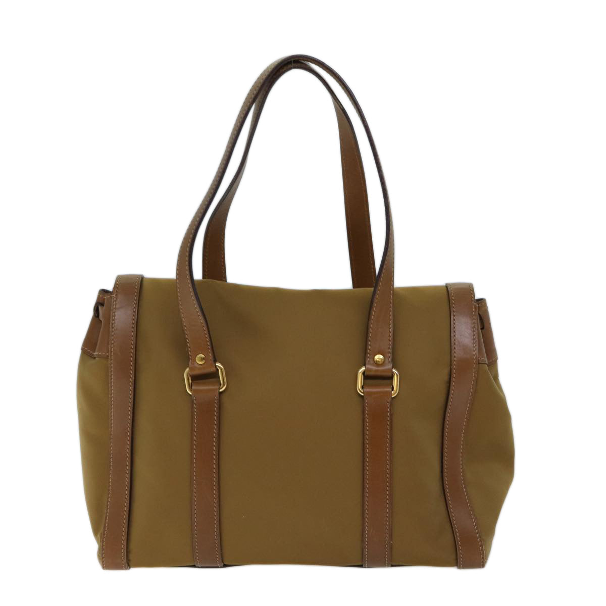 PRADA Shoulder Bag Nylon Leather Brown ki4307