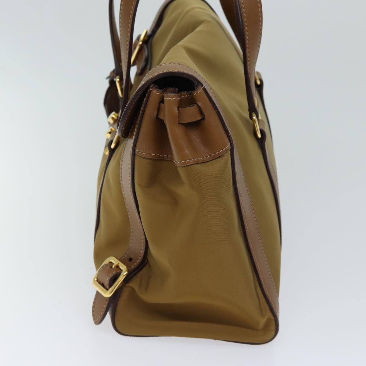 PRADA Shoulder Bag Nylon Leather Brown ki4307