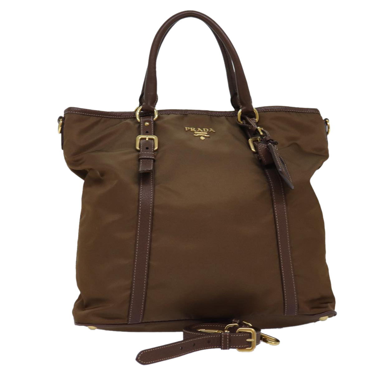 PRADA Tote Bag Nylon 2way Brown ki4513