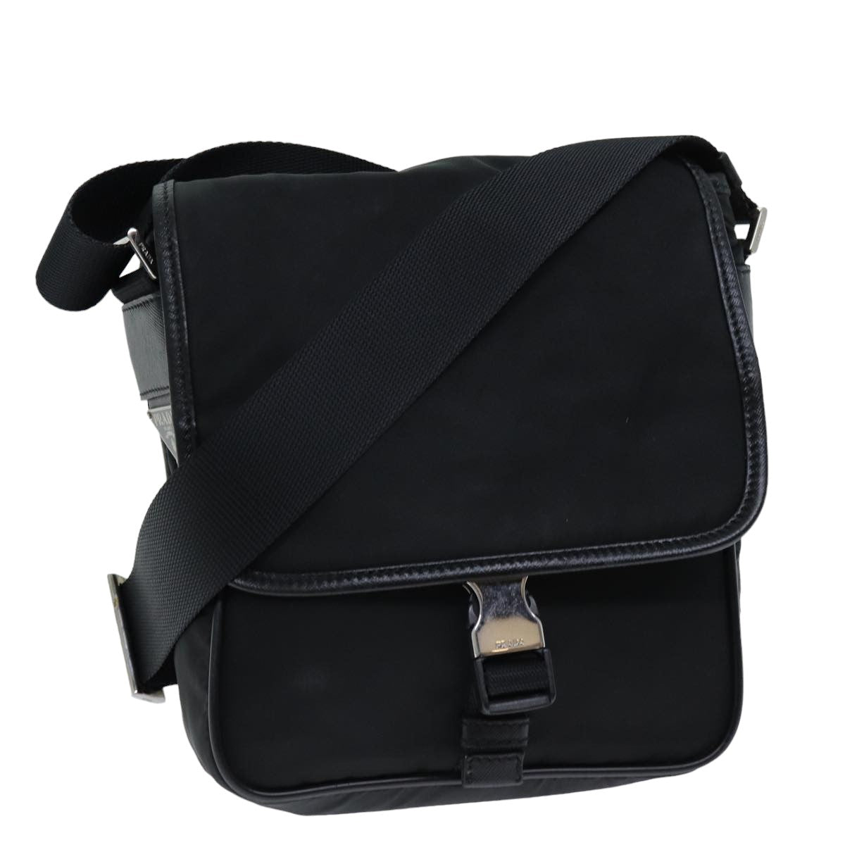 PRADA Shoulder Bag Nylon Leather Black ki4537