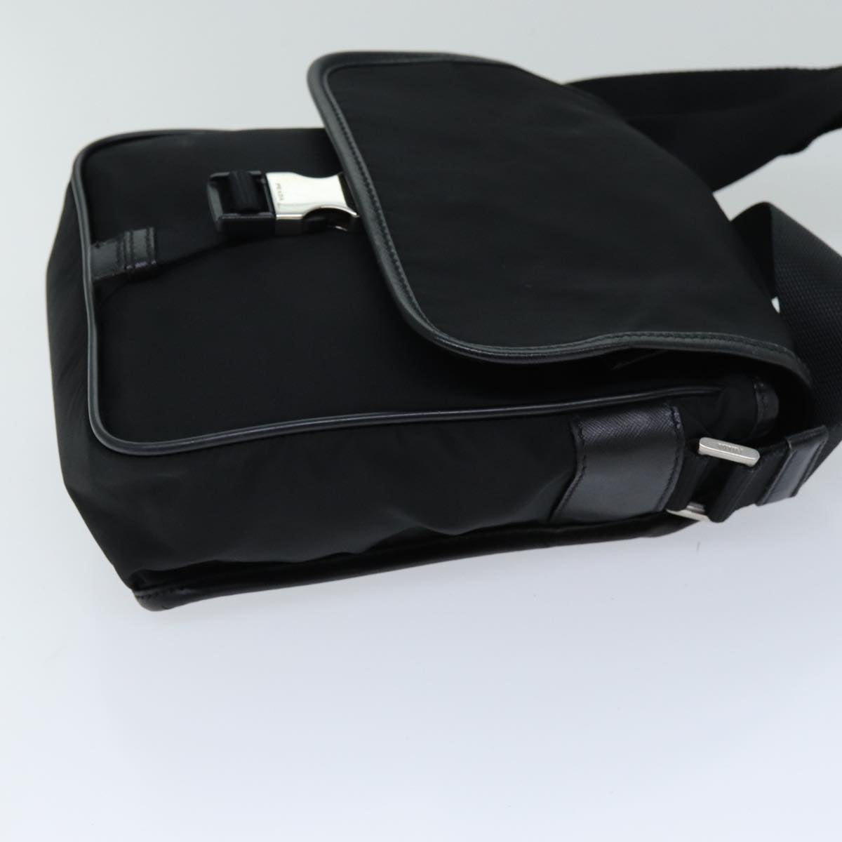 PRADA Shoulder Bag Nylon Leather Black ki4537