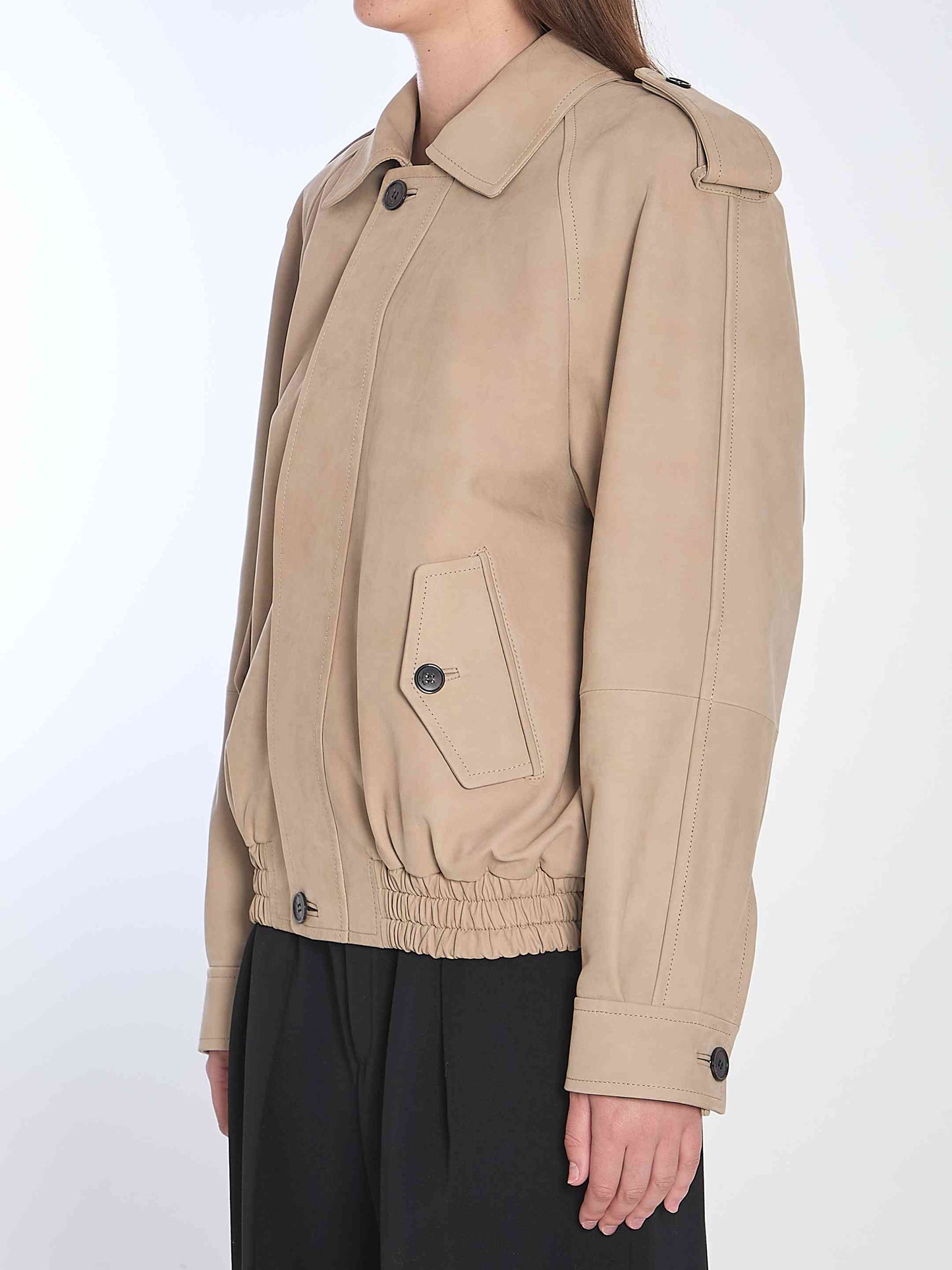 Saint Laurent Women Nubuck Bomber Jacket