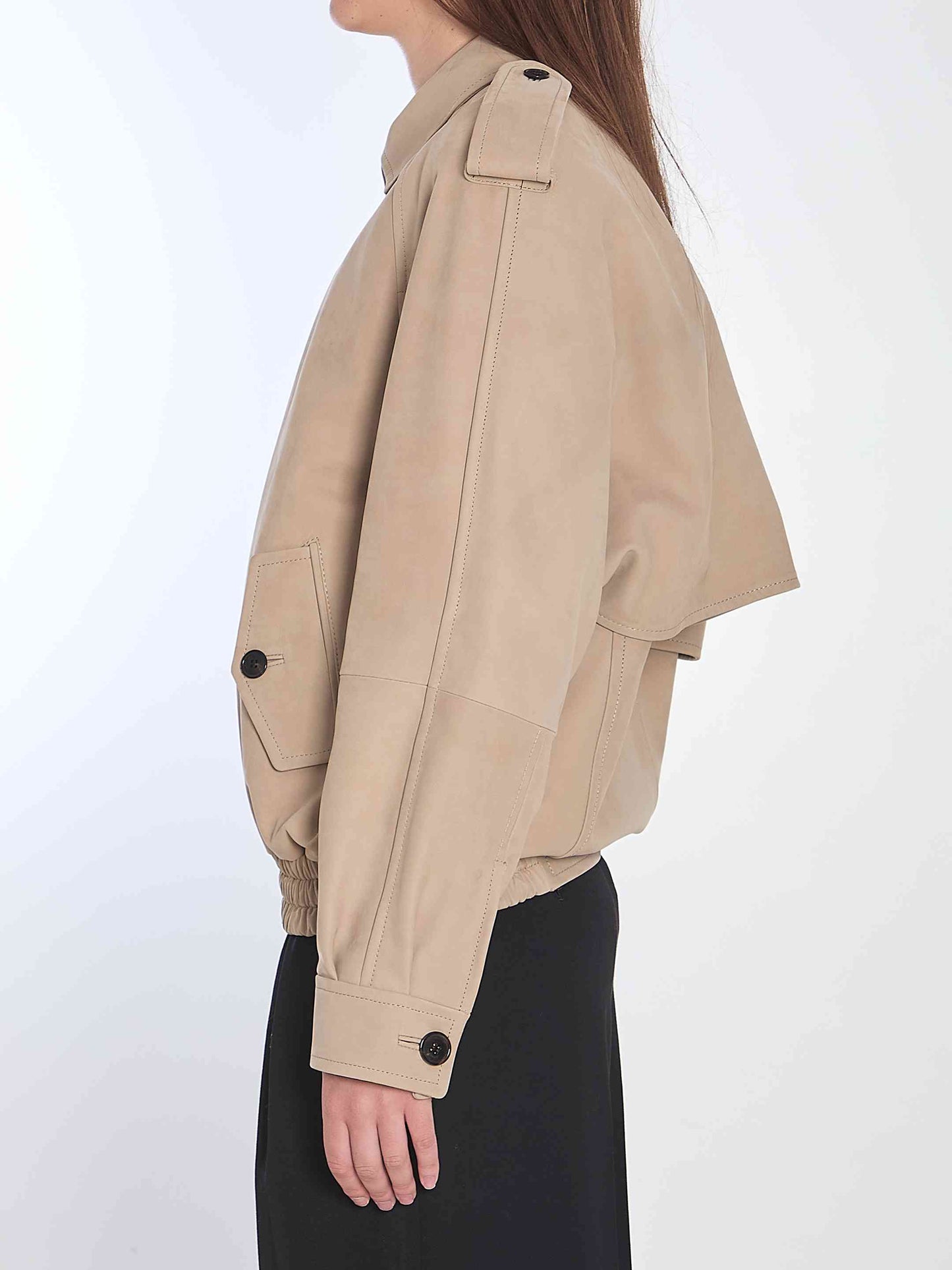 Saint Laurent Women Nubuck Bomber Jacket