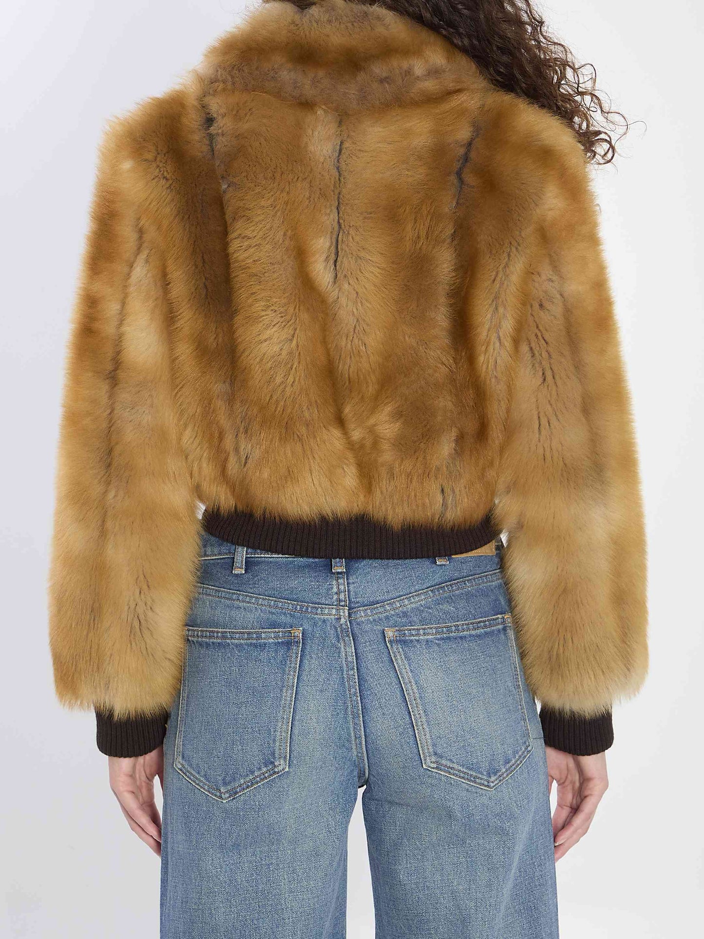 Saint Laurent Women Bomber Jacket In Shearling