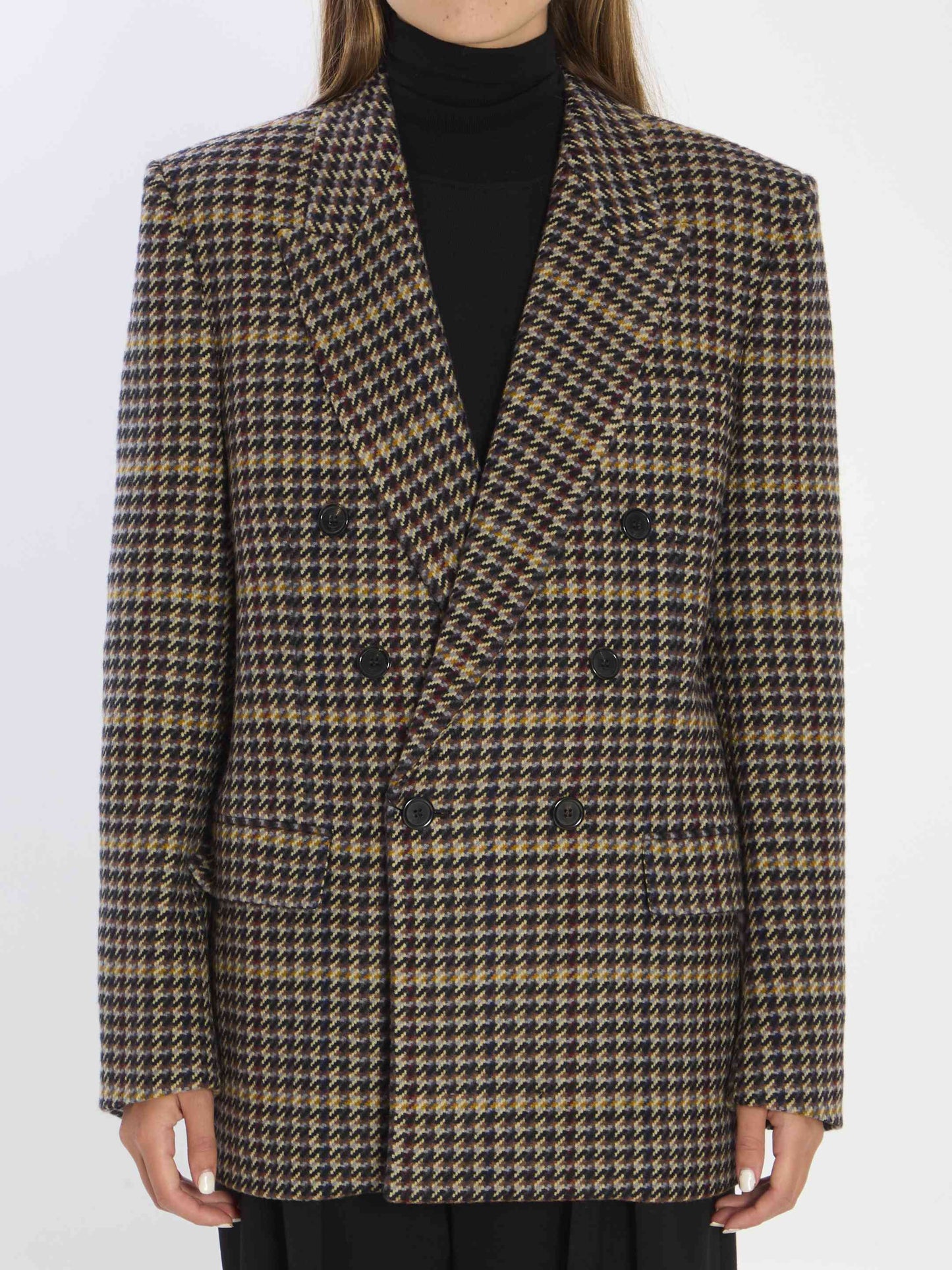 Saint Laurent Women Checked Wool Jacket