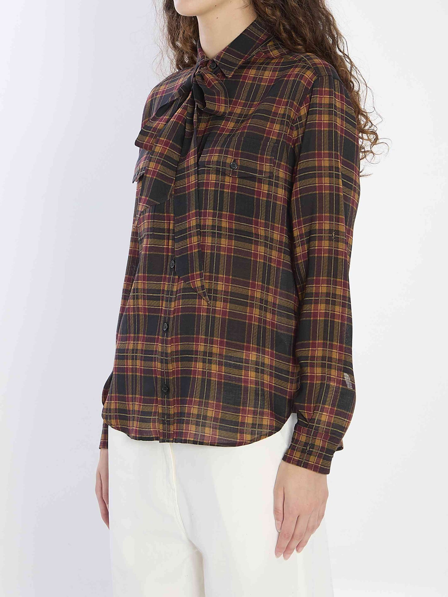 Saint Laurent Women Lavallière Cassandre Shirt