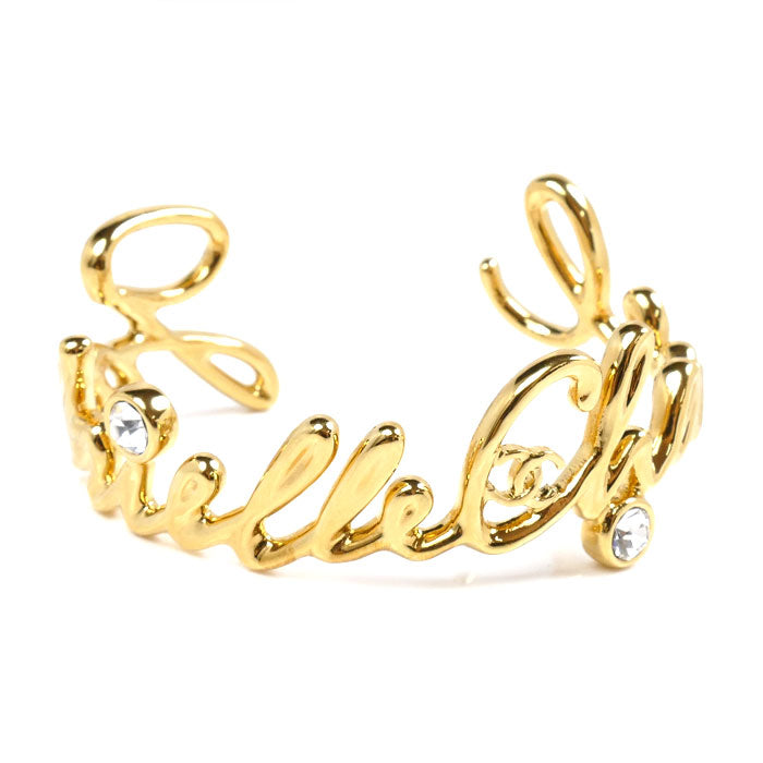 Chanel Metal Crystal Cuff Bracelet Bangle
