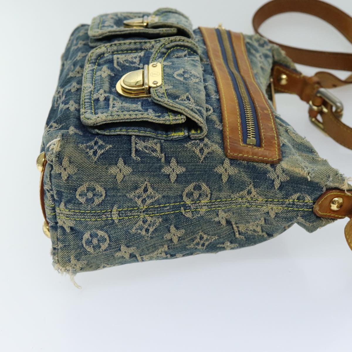 LOUIS VUITTON Monogram denim Buggy PM Shoulder Bag Blue M95049 LV mr216