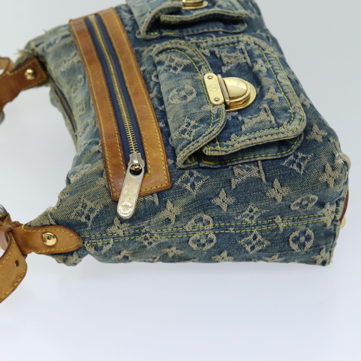 LOUIS VUITTON Monogram denim Buggy PM Shoulder Bag Blue M95049 LV mr216