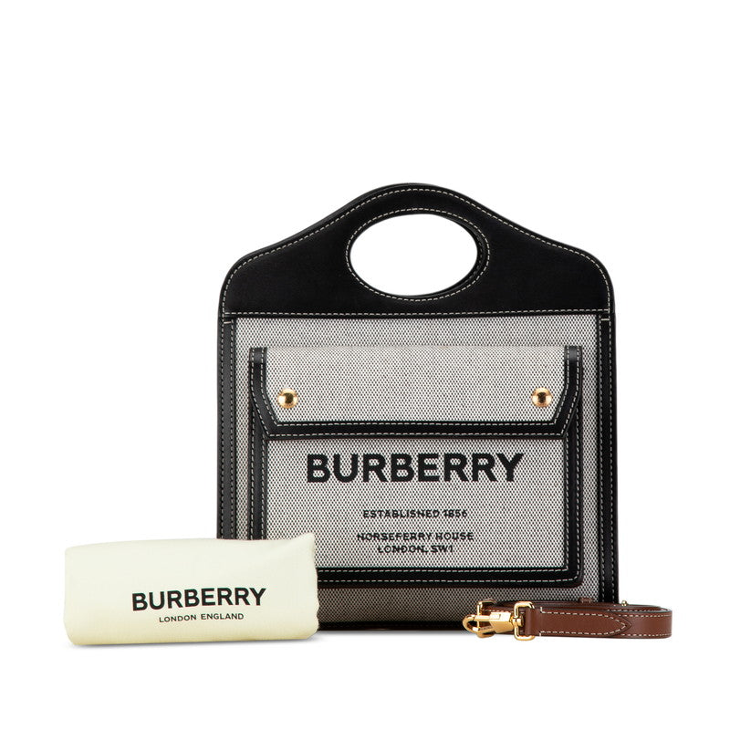 Burberry Canvas Leather Horseferry Print Logo 2WAY Handbag