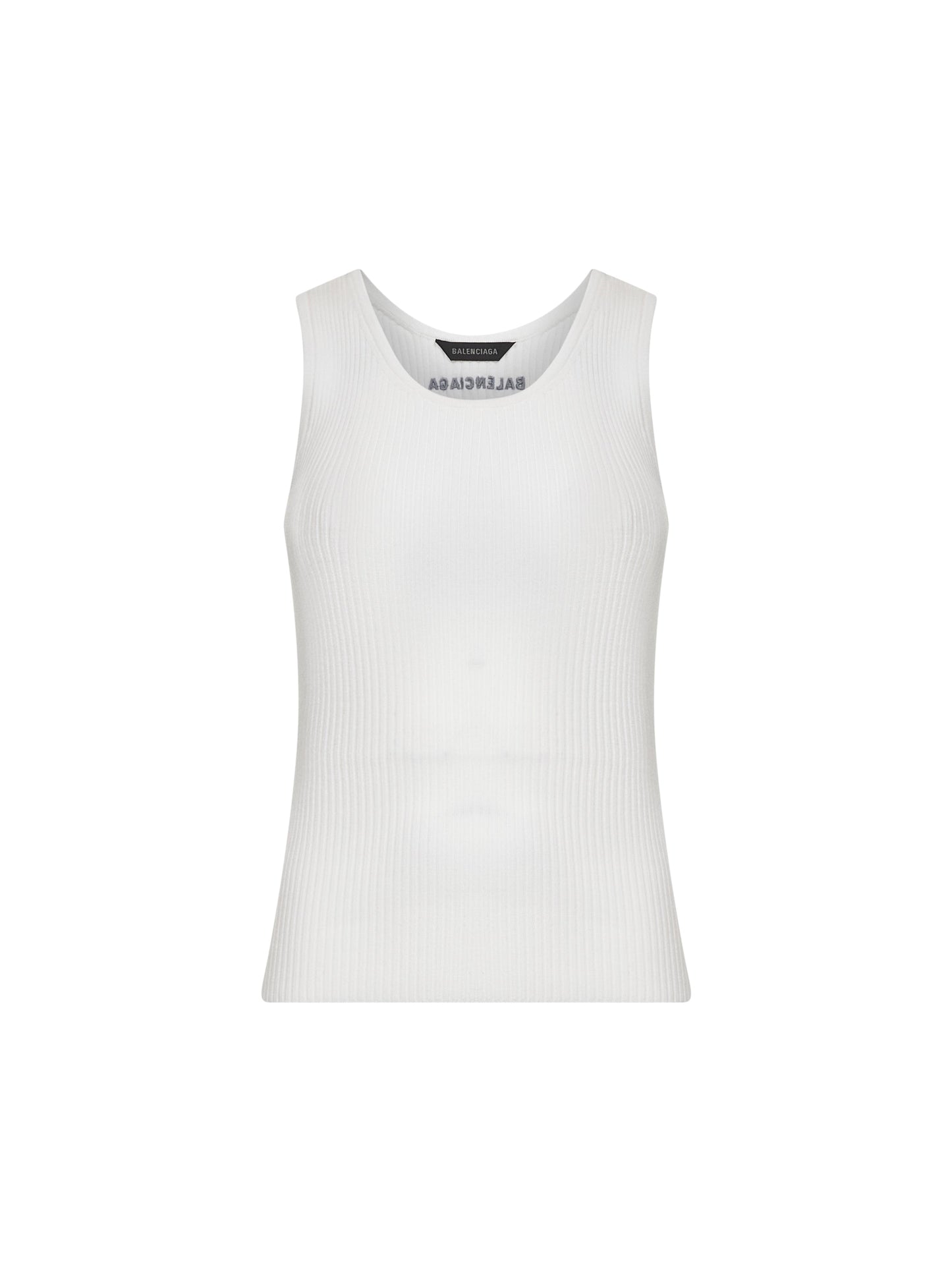 Balenciaga Women White Ribbed Wool Knit Tank Top