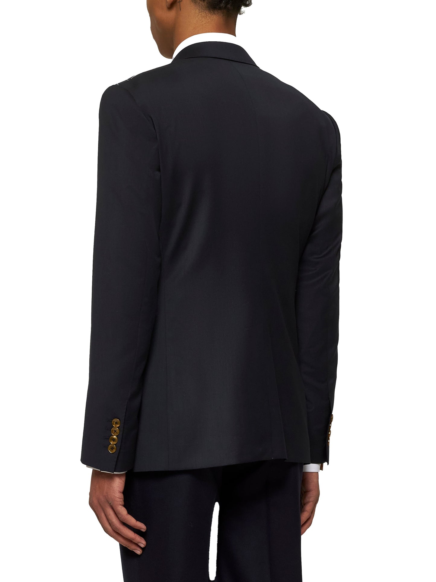 Dolce & Gabbana Men Blue Wool Double-Breasted Blazer