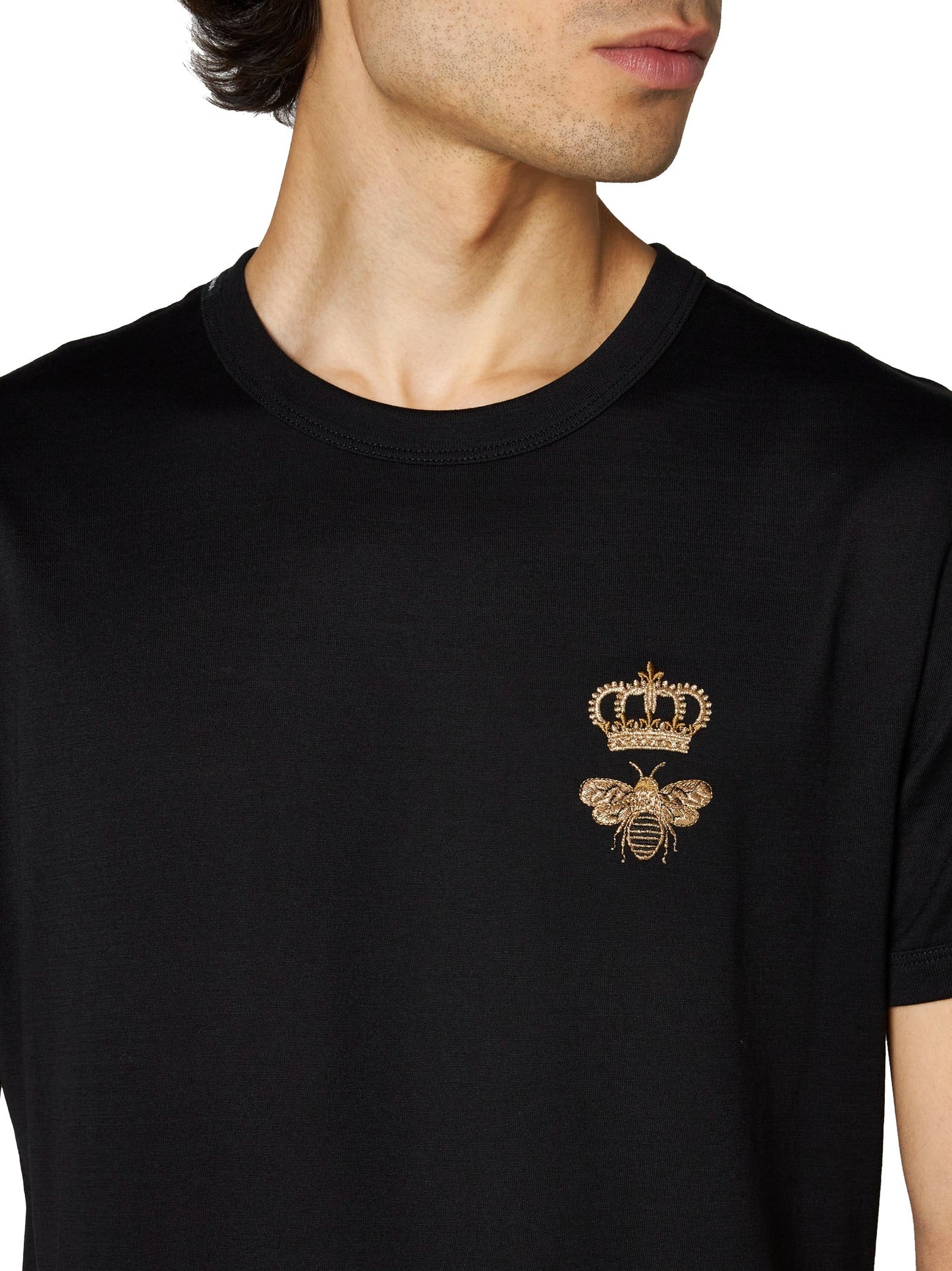Dolce & Gabbana Men Crown And Bee Cotton T-Shirt