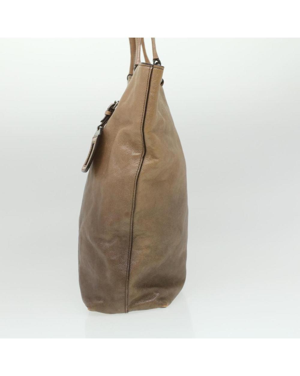 Beige Leather Prada Canapa Tote