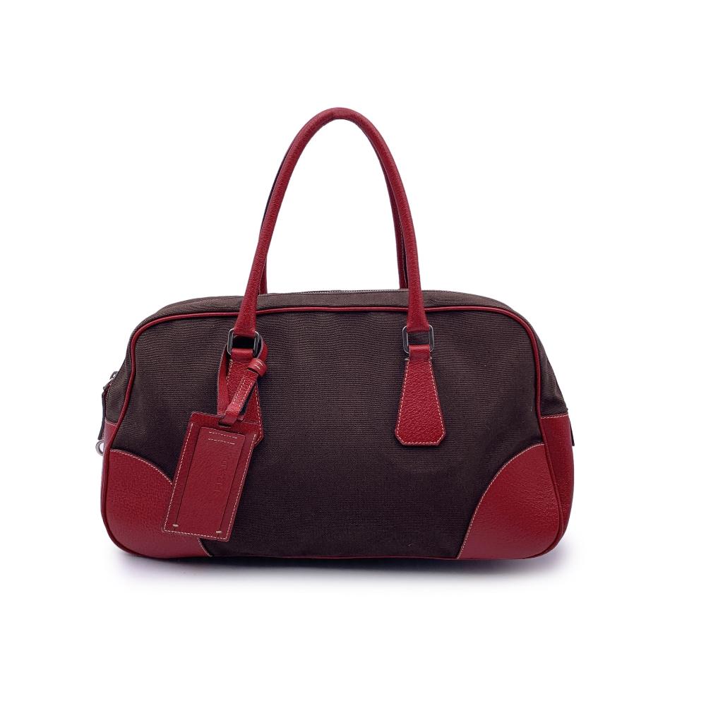 Brown Cotton Prada Handbag