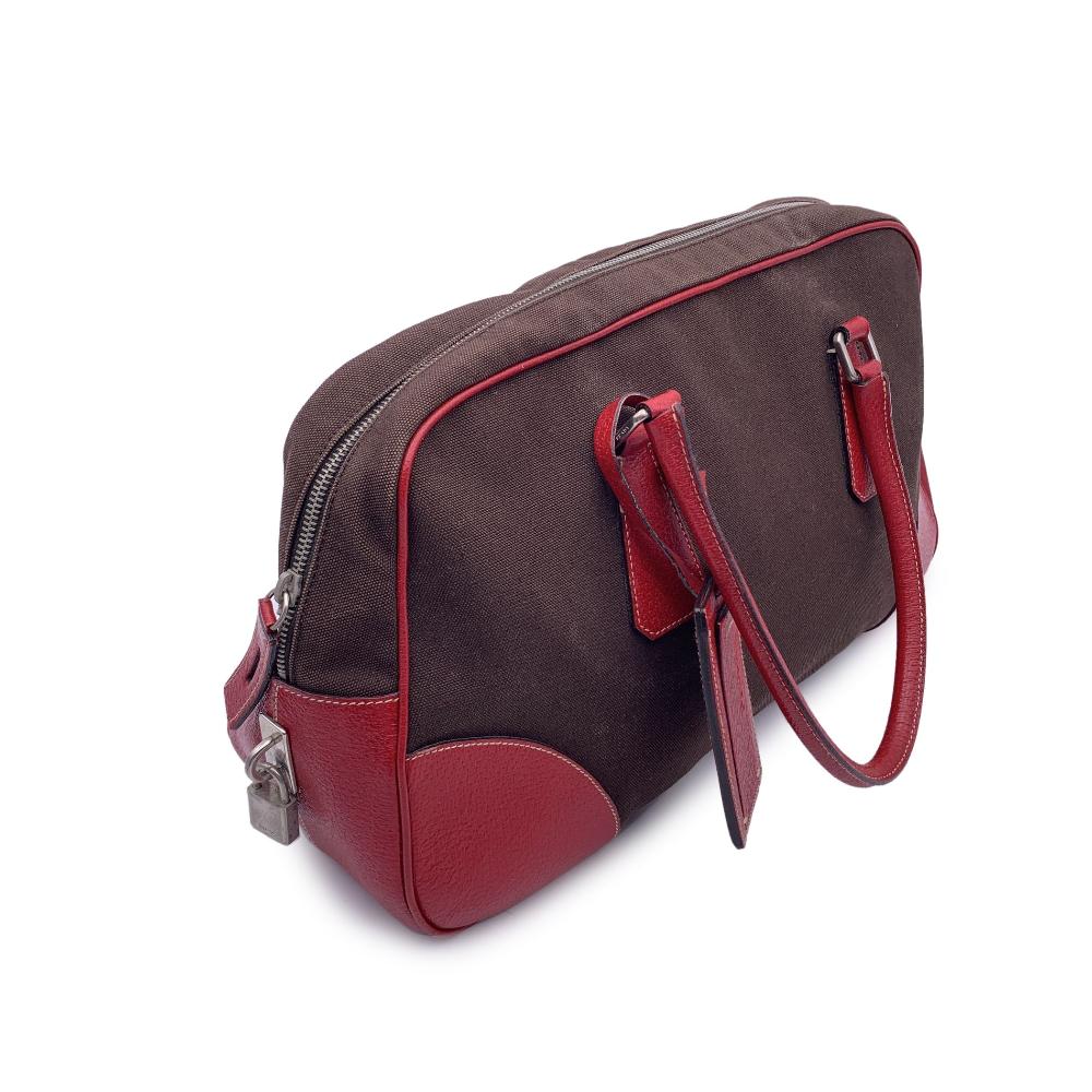 Brown Cotton Prada Handbag
