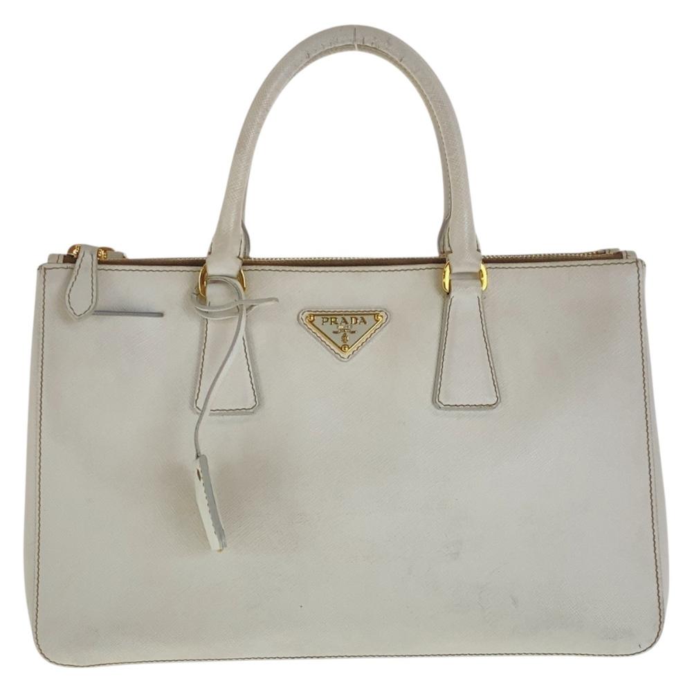 White Leather Prada Galleria Bag