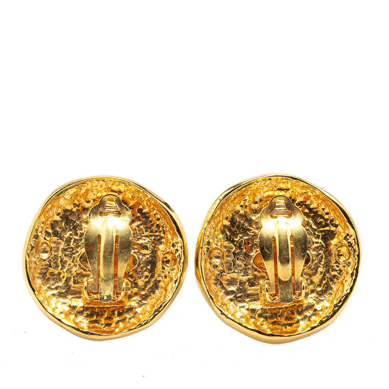 Chanel Gold Plated Round Faux Pearl Earrings