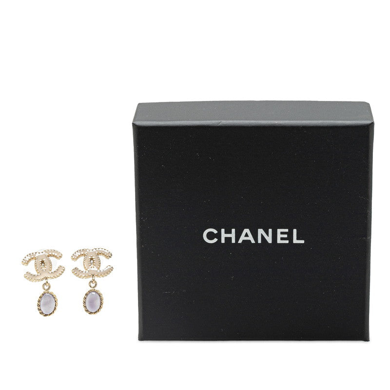 Chanel Coco Mark Stone Earrings Purple