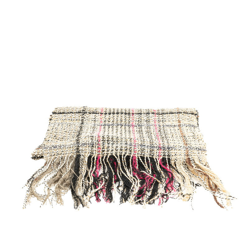 Chanel Tweed Check Wool Silk Scarf