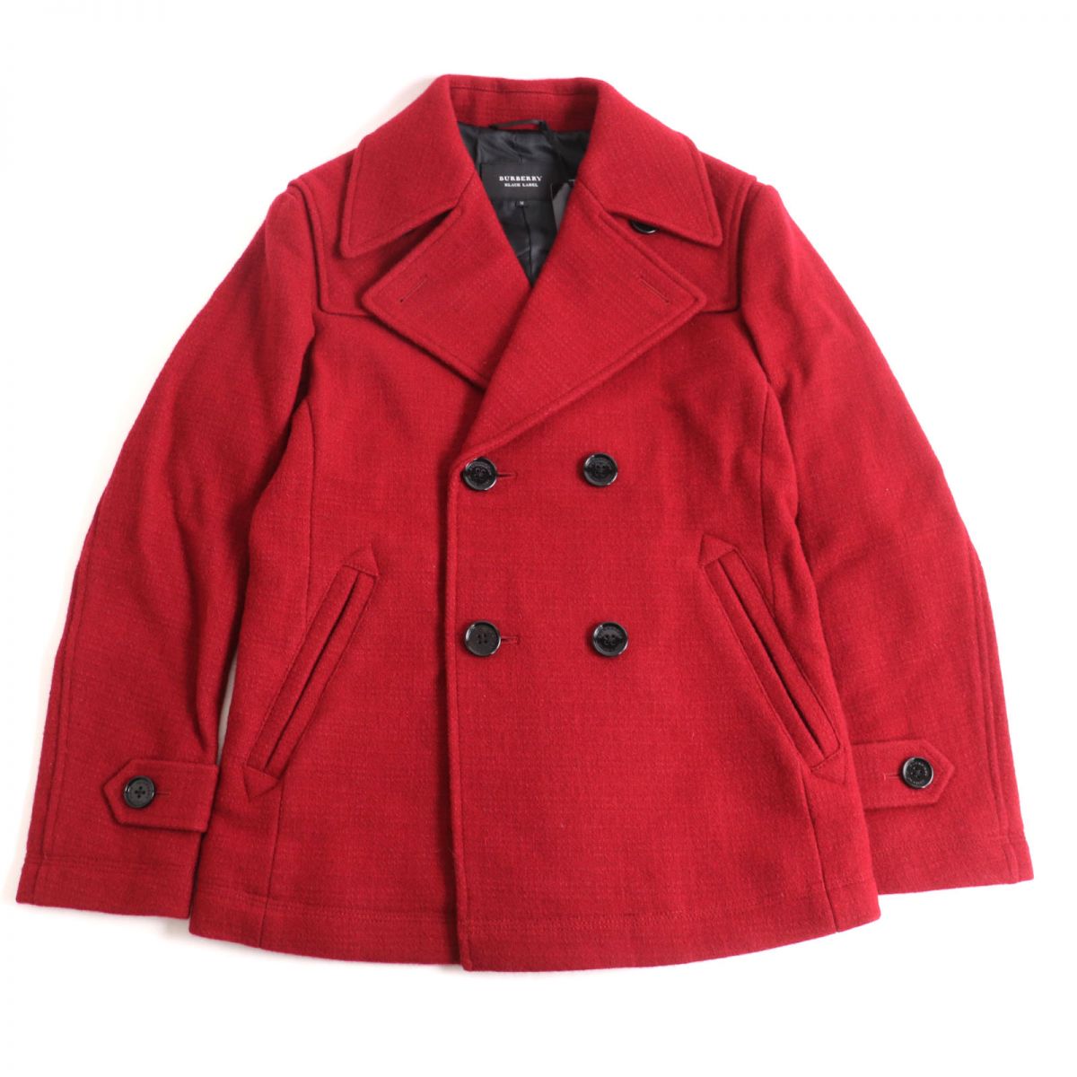 Burberry Black Label Wool Pea Coat Red M